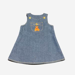 Denim Pinafore Dress with Pocket Teddy Bear