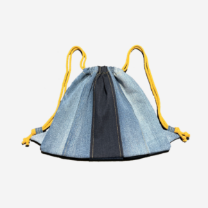 Denim Patch Drawstring Backpack Bag